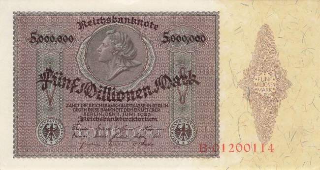 5 Millionen Mark 1923 ro.88 B
